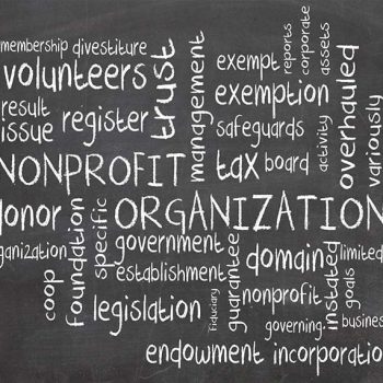 nonprofit words written on chalkboard